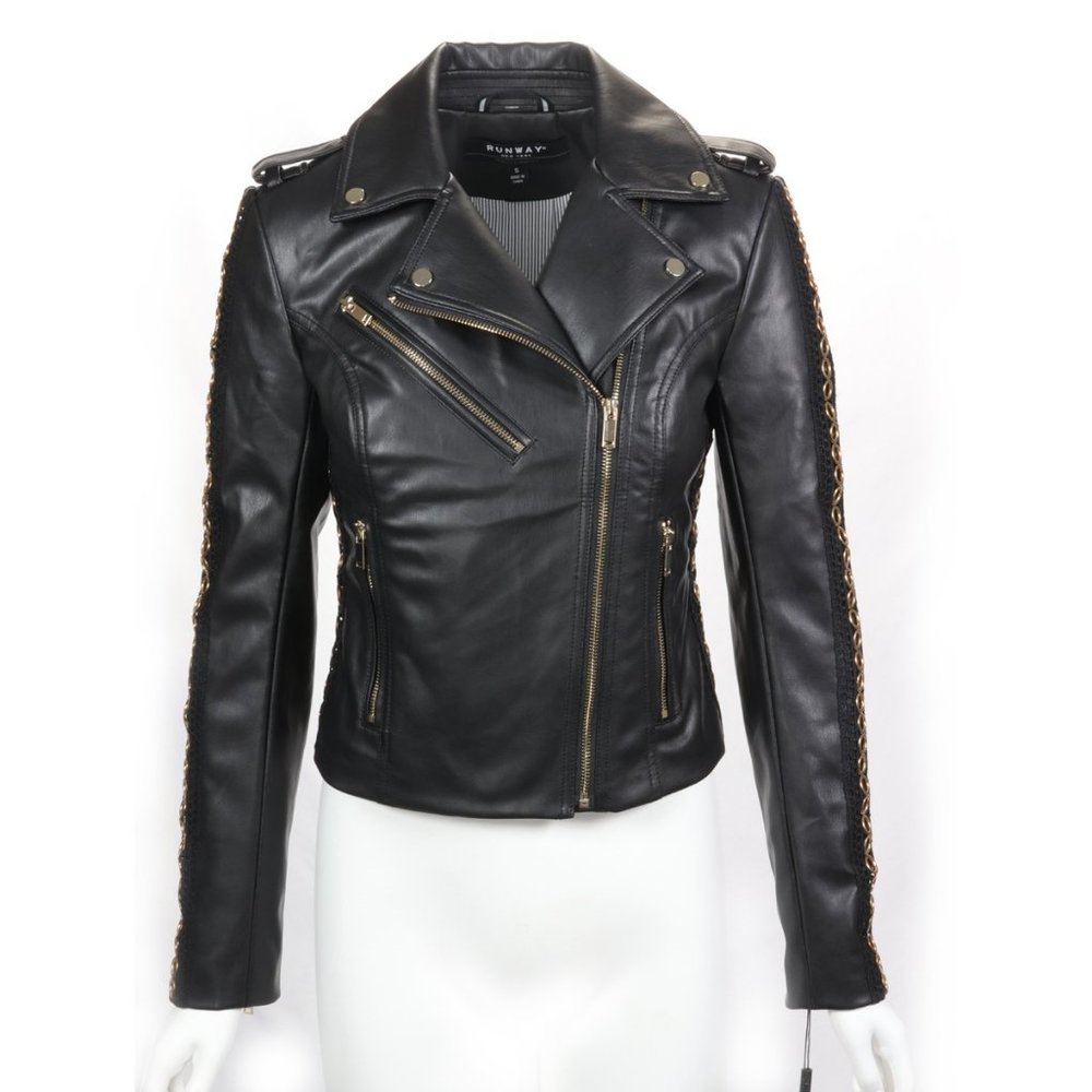 RUNWAY NY Black Biker Faux Leather Jacket